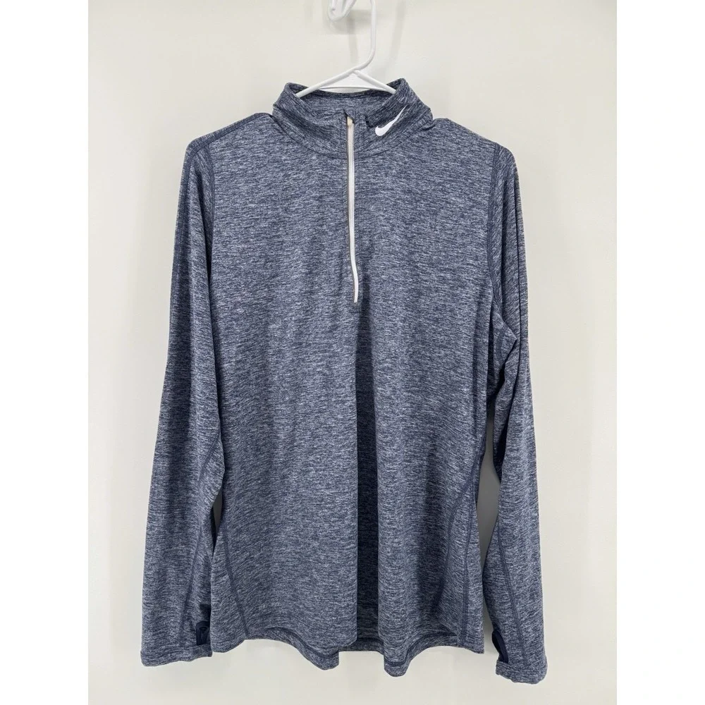 Nike Pullover Women's XL Heathered Blue 1/4 Zip Dri Fit Mock Neck‎
